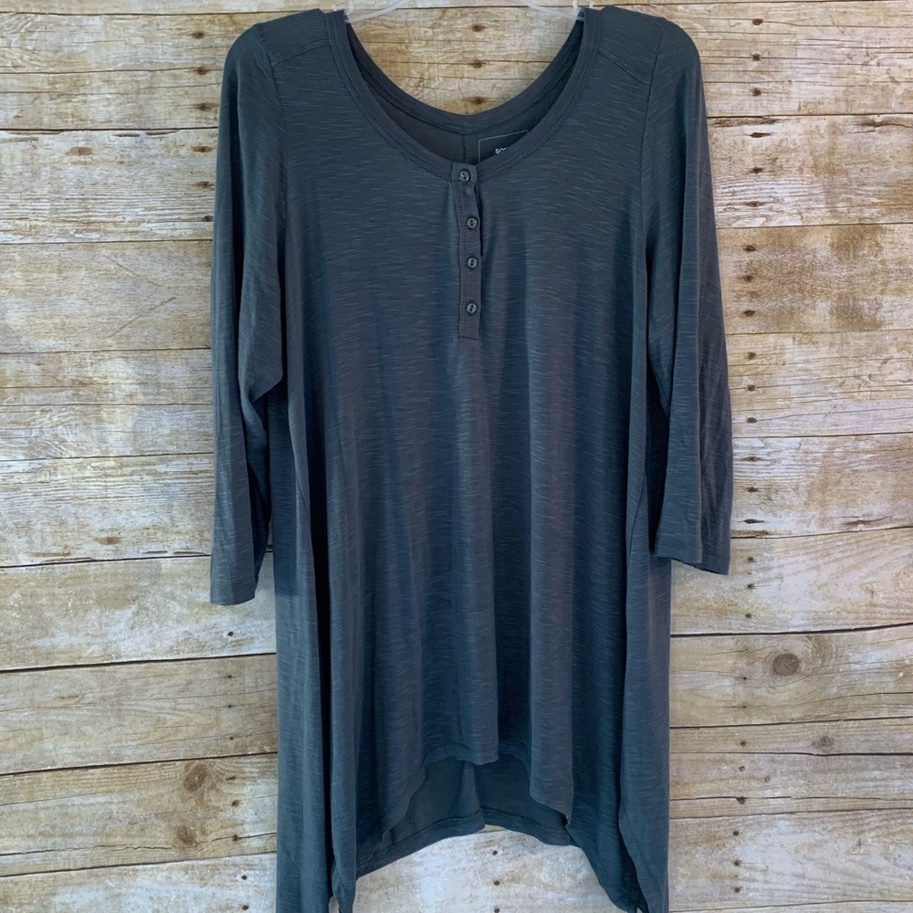 Sonoma Army Green Swing Asymmetric Top EUC 0X